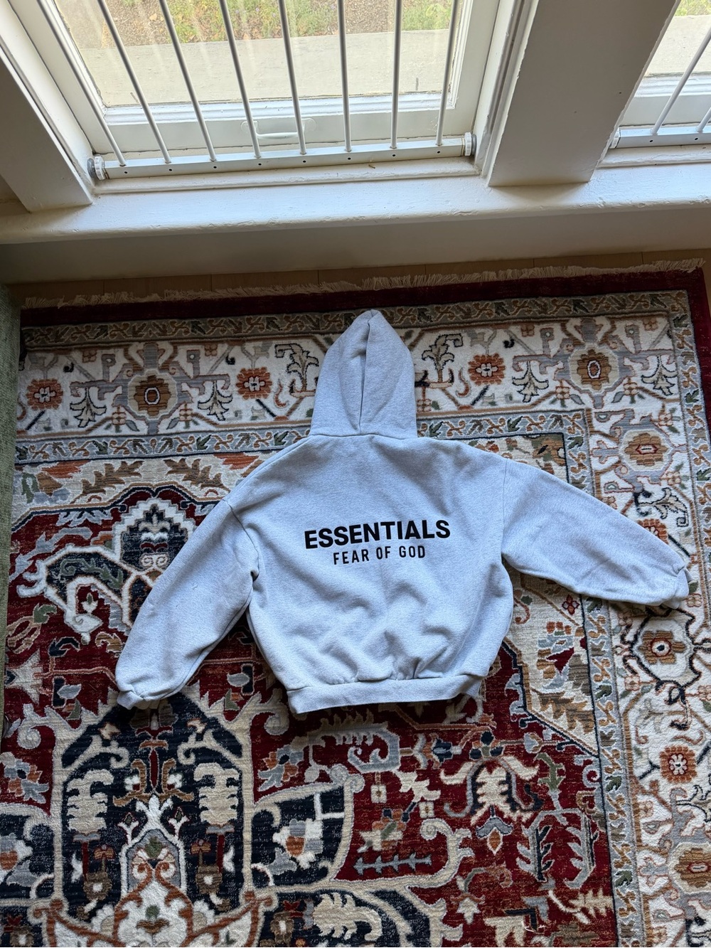 Fear Of God Essentials Hoodie XXS Light Heather Gray Logo Sweatshirt